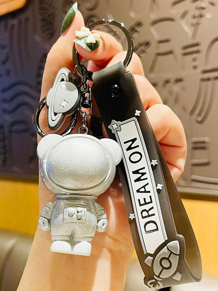 宇宙飛行士デザインのキーホルダー 男女兼用 リストストラップ付き