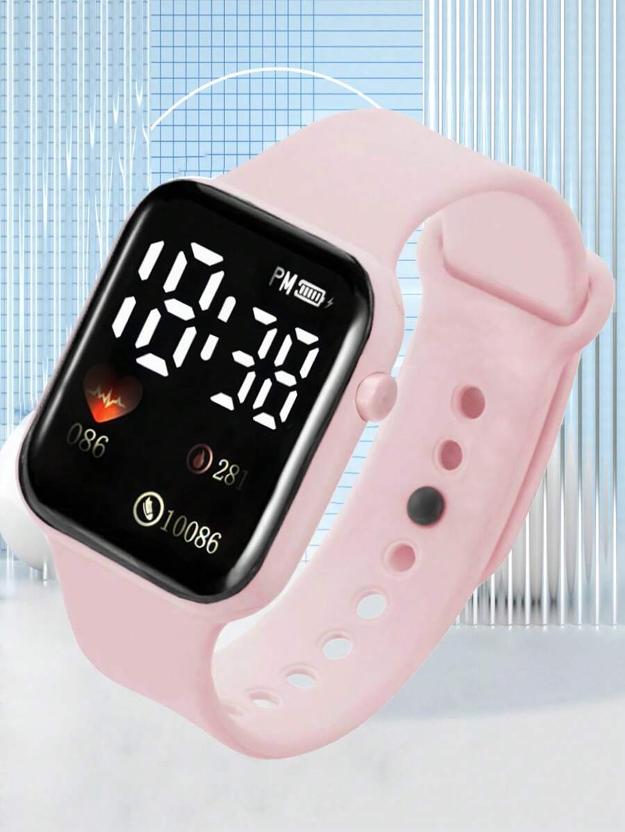 Reloj cuadrado multifuncional digital - Rosa - Ver 1