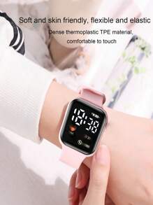 Reloj cuadrado multifuncional digital - Rosa - Ver 4