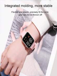 Reloj cuadrado multifuncional digital - Rosa - Ver 3