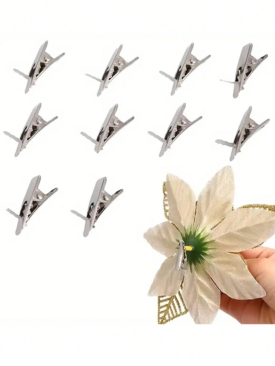20pcs Mini Metal Clips Christmas Flower Decoration With Spring Clamp