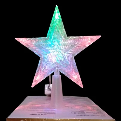 Estrella O Punta De Árbol Navideño 15cm Altura 8 Luces Led bicolor, decoración, navidad  JL 3301
