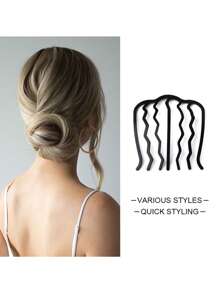 1 件女士波浪形髮夾,快速輕鬆的髮型工具,簡單設計的髮髻製作器,適合各種髮型,黑色配飾,非常適合日常使用 - 黑色 - 查看 4