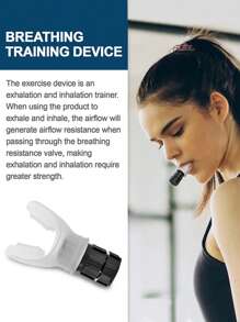 1pc Adjustable Lung Exerciser Breathing Trainer, Black/white - Black and White - View 9