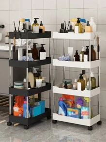 1pc Black Small Cart Storage Rack, Floor To Floor, Multi Story Bathroom, Bathroom, Crevice, Living Room, Kitchen, Layered Storage Rack, Storage Small Cart Home Bathroom Decor Bathroom Organizer Fall Decor Back To School
