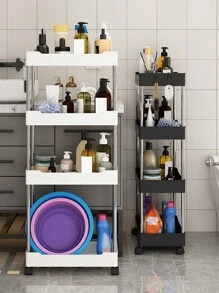 1pc Black Small Cart Storage Rack, Floor To Floor, Multi Story Bathroom, Bathroom, Crevice, Living Room, Kitchen, Layered Storage Rack, Storage Small Cart Home Bathroom Decor Bathroom Organizer Fall Decor Back To School