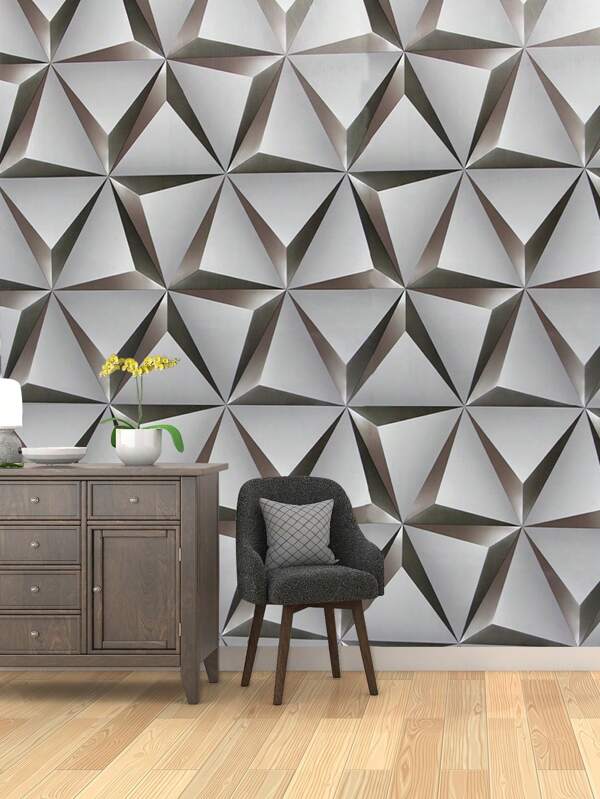 1pc 3d Triangle Pattern Creative Modern Background Wallpaper Wall Sticker For Room Decor, Renovation Stickers Peel Wall Panels, Wall Paper, Wallpapers, Spring Decoration Items Refresh Your Home, Rama Decoration Stickers Gifts Birthday Graduation