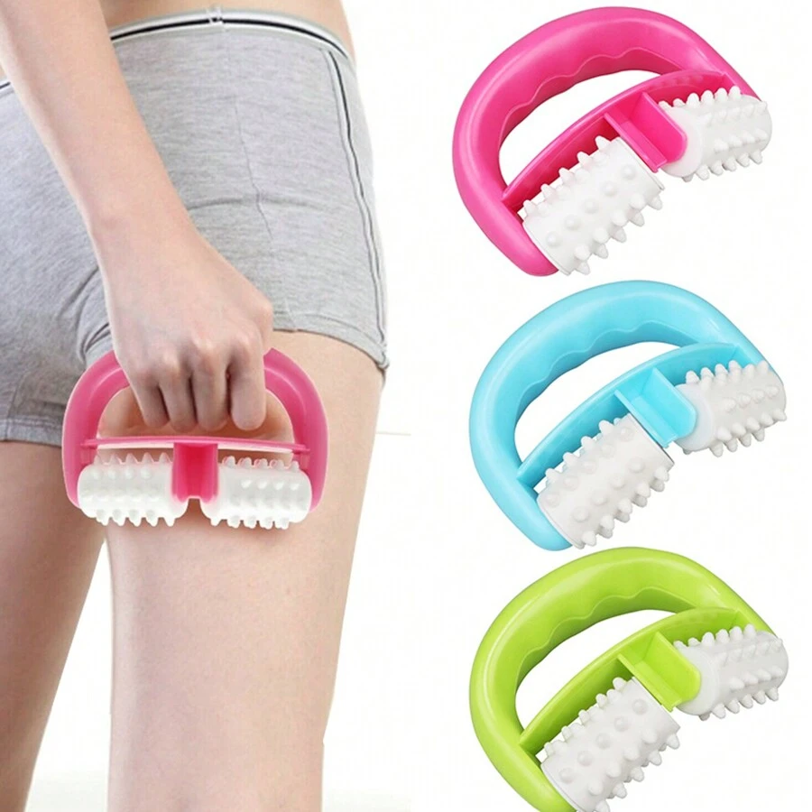 1pc 2-Wheel V Shaped Massage Roller - Quickly Relax Legs, Abdomen, Neck And Buttocks After Exercise, Relieve Muscle Tension Yoga Fitness Equipment! Gym Accessories, Deporte, Gimnasio, Ejercicio En Casa, Pilates, Yoga, Entrenamiento En Casa - Pink - View 1