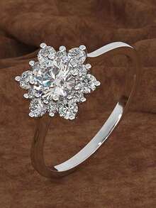 1 chiếc nhẫn hình bông tuyết sáng bóng, nhẫn đeo tay thanh lịch cho phụ nữ và trẻ em gái - Bạc - Xem 2