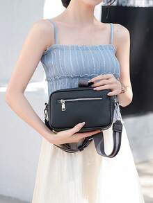 Túi Crossbody Nữ màu trơn - màu đen - Xem 2