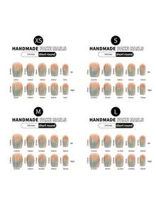 Lãng mạn Với 10 cái Thủ công Nhấn-Bật Móng tay Ngắn Tròn Ấm áp Và Lạnh Màu sắc Biến đổi dần Sai Móng tay Đối với phụ nữ - Nhiều màu - Xem 7