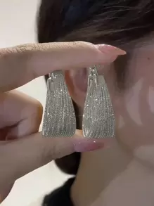 1 Pair European And American Fashion Geometric Circle Textured Multi-Layer Retro Earrings, Suitable For Holidays - Golden Yellow Stud Earrings - View 15