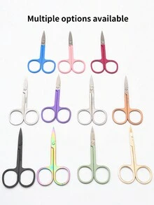 2.0 Rose Red Stainless Steel Eyebrow Trimming Scissors - Hot Pink - View 2