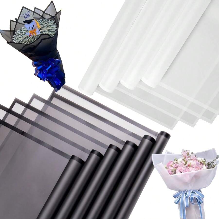 20 Sheets Waterproof Floral Wrapping Paper Black And White Fresh