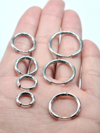 1對簡約不鏽鋼2.5mm厚度線環耳環,男性