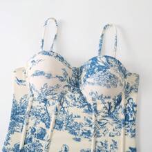 Maiô Estilo Europeu e Americano com Controle de Barriga Adulador, Maiô Estilo Francês Vintage de Uma Peça com Saia, Serve para Todos os Tamanhos no Verão