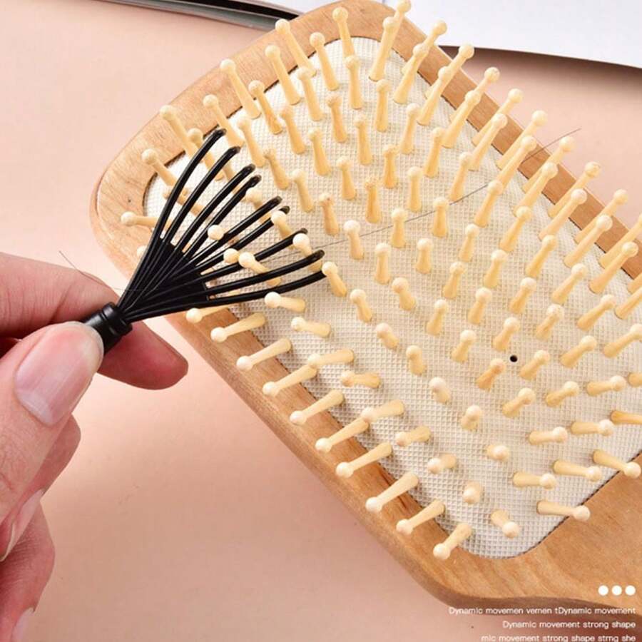 1 件发刷清洁刷套装，带气垫、清洁爪、顺发刷和清洁针身体护理，适用于旅行、户外、运动、办公室、学校、发夹、发饰男孩情人节心形情人节