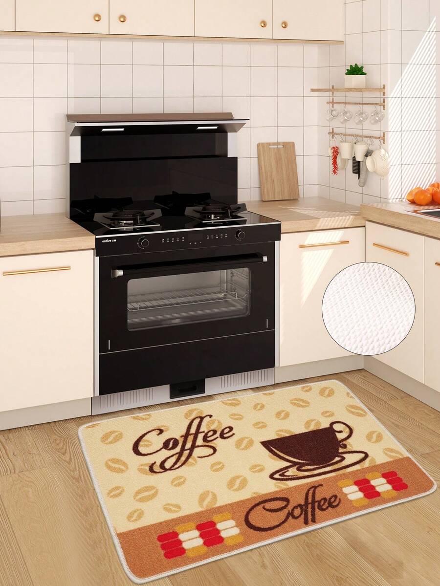 YIMEIS 1入組款式c杯墊卡通咖啡杯裝飾地毯,適用於廚房、浴室、客廳、臥室,自然乳膠底部,吸水止滑,易於清潔 - 彩色 - 查看 1