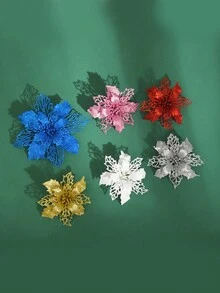 2入組5.9英寸聖誕裝飾品,粉色聖誕花,聖誕樹,花圈裝飾花,人造聖誕花