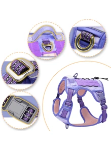 反光、不勒頸、可調節的寵物安全馬甲胸帶,適用於大型犬種,適用於工作和訓練控制 - 淡紫色 - 查看 4