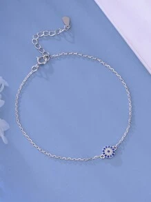 1pc European And American Style 925 Sterling Silver Evil Eye Bracelet, Adjustable, For Men And Women