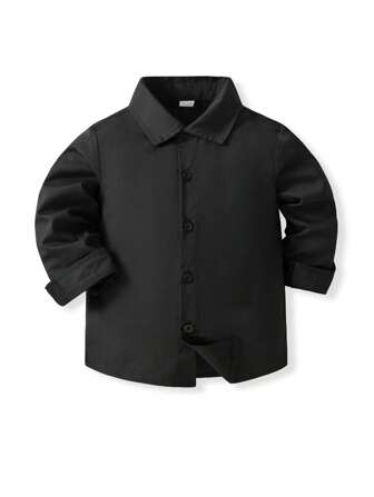 KIMOCAT Boys Long Sleeve Solid Color Shirt, Children Versatile Collared Multi-Color Options, Autumn