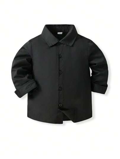 KIMOCAT Boys Long Sleeve Solid Color Shirt, Children Versatile Collared Multi-Color Options, Autumn