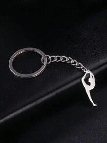 1 件女士不鏽鋼藝術體操芭蕾舞者吊墜鑰匙圈瑜珈鑰匙圈、紀念品或送給女朋友的禮物、批發珠寶
