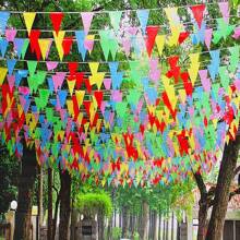 100pcs Multicolor Triangle Pennants, 50m Total Length, Outdoor Party Decoration Flags For Wedding, Birthday, Festival, Celebration,
