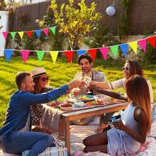 100pcs Multicolor Triangle Pennants, 50m Total Length, Outdoor Party Decoration Flags For Wedding, Birthday, Festival, Celebration,