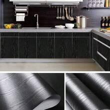 1 Roll Black Wooden Grain Wallpaper - Black - View 4