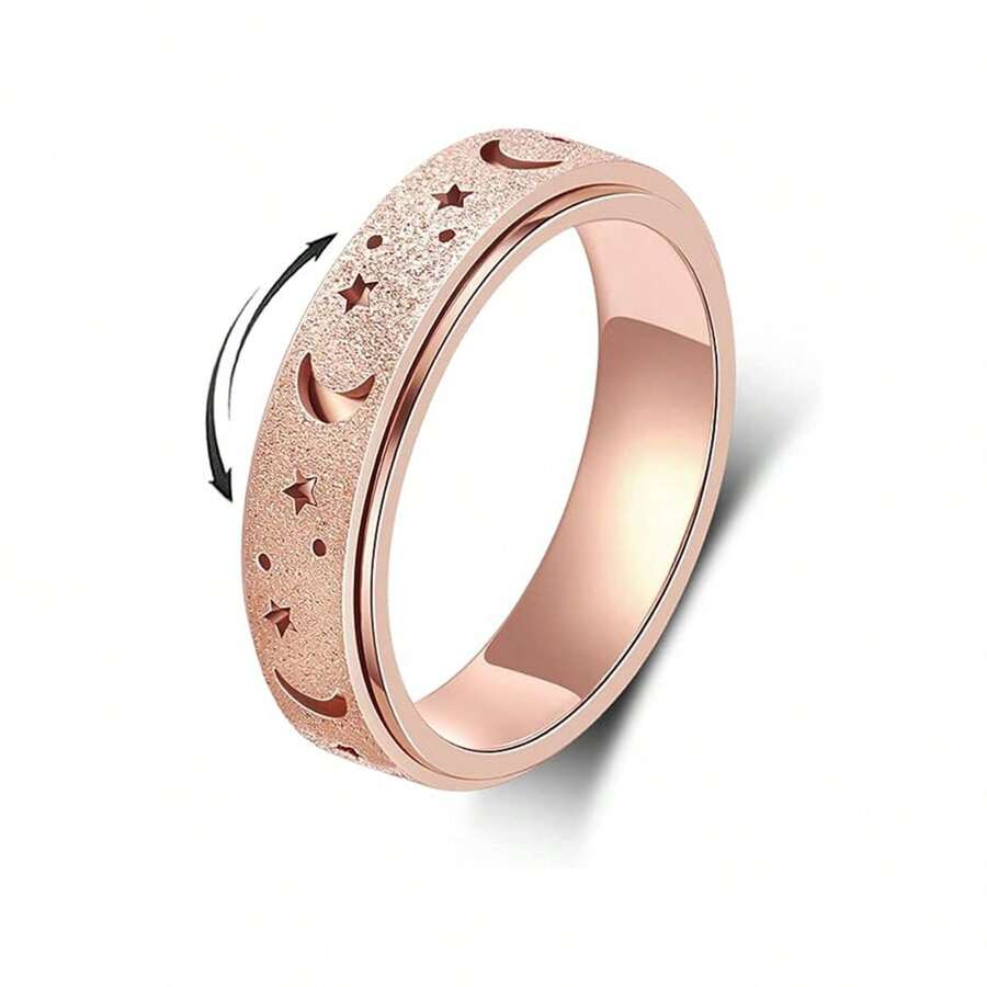 Kinh điển Đơn giản màu trơn Fidget Nhẫn Sự lo lắng Nhẫn Cho nam giới NỮ , Thép không gỉ Màu bạc Vượt qua Ban nhạc đám cưới , Nhẫn Căng thẳng Giảm nhẹ 6mm Nhẫn Đối với Sự lo lắng , Màu bạc Kích thước 6 Đến 10 - Hoa hồng vàng - Xem 1