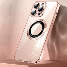 1 Stück Pink Anti-schock Und Anti-fall Objektiv Schutzmodisches Elektroplattiertes Drahtloses Ladungs-magnet-telefonkasten Geeignet Für Iphone11/11pro/11pro Max Iphone12/12pro/12pro Max Iphone13/13pro/13pro Max Iphone14/14lpus/14pro/14pro Max Unisex