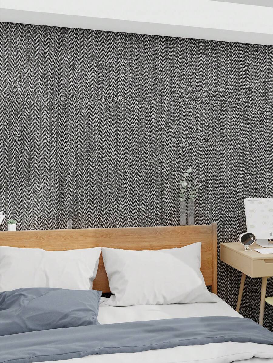 1 Cuộn 40cm Rộng Xám Vải Kết cấu Tự dính Hình nền - Màu xám đen - Xem 1