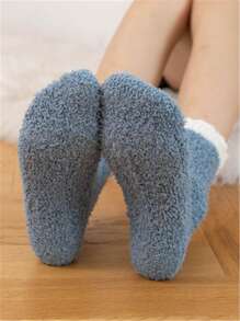 Calcetines de estar en casa con forro térmico de felpa para niñas en invierno, calcetines de tripulación cálidos - Multicolor - Ver 5