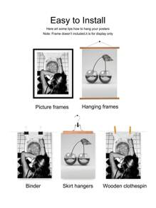 Bộ Của 2 Đen Trắng Quả cherry Cô gái In Phòng tắm Vui Bức tranh Creative Thời trang Quán bar Xe đẩy Nghệ thuật Áp phích tranh sơn dầu In Hiện đại Tranh treo tường Cho cô gái Phòng , Ký túc xá , Phòng tắm , Nhà  Đồ trang trí - Màu be - Xem 6