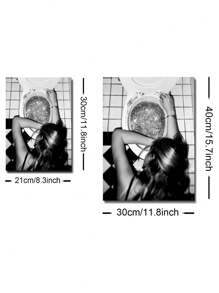 Bộ Của 2 Đen Trắng Quả cherry Cô gái In Phòng tắm Vui Bức tranh Creative Thời trang Quán bar Xe đẩy Nghệ thuật Áp phích tranh sơn dầu In Hiện đại Tranh treo tường Cho cô gái Phòng , Ký túc xá , Phòng tắm , Nhà  Đồ trang trí - Màu be - Xem 3