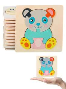 1個3d幼兒拼圖兒童卡通動物飛機船火箭潛水艇挖掘機火車拼圖益智兒童早期教育認知男女寶寶玩具(部分零件隨機發送) - 彩色 - 查看 1