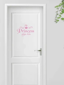 RandySticker Miếng dán cửa hình chữ công chúa, miếng dán, miếng dán tường, miếng dán vinyl trang trí nhà cửa, vật dụng trang trí mùa xuân làm mới ngôi nhà của bạn, miếng dán trang trí lễ hội quà tặng sinh nhật tốt nghiệp - Hồng - Xem 1