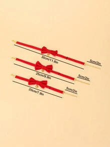 1入紅色純色寵物蝴蝶結項圈,攝影道具 - 紅色 - 查看 3