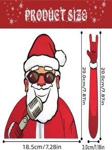 Christmas Rear Windshield Wiper Sticker, Cute Santa Claus Singing Wave Windshield Sticker, Waterproof Wiper Label Car Window Sticker, Christmas Style Car Decoration Accessory - Multicolor - View 2