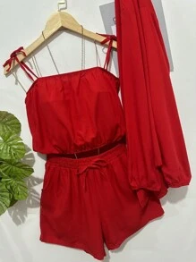 Women Two-piece Outfits - 紅色 - 查看 2