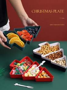 1入塑膠聖誕樹小吃托盤,多功能聖誕節食品托盤,可容納小吃、堅果、糖果、乾果、蔬果等。 - 紅色 - 查看 1