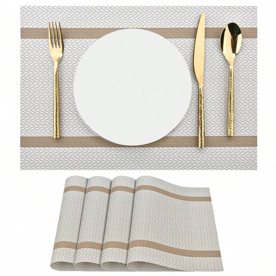 4/6 PCS 11.8 * 17.7 Inch PVC Placemats Set Of 4 Table Mat, Rectangle