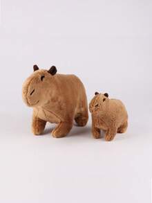 1 件棕色逼真水豚毛絨玩具蓬鬆毛絨動物卡通娃娃生日、聖誕節、新年禮物、照片道具、家居裝飾裝飾品