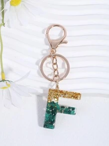 派对 1 件女士孔雀石水晶树脂滴胶英文字母吊坠适用于包包配饰、钥匙扣、礼物汽车配饰包包饰品学院风可爱哥特 Y2k - 綠色 - 查看 14