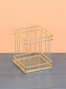 1pc European And American Style Makeup Brush Storage Bucket - Gold - View 1