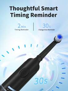 Mornwell Deep Clean Rotating Electric Toothbrush, 3 Cleaning Modes Rechargeable Electric Powered Toothbrushes With 2 Minute Timer & 4 Replacement Heads, 1pc Waterproof Electric Teeth Brush For Daily Use - Black - View 6