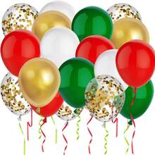 25/60/103入組12吋聖誕節氣球,紅綠白金彩色氣球加彩帶,聖誕節生日派對裝飾用品,適用於嬰兒派對、婚禮、新年派對裝飾 - 彩色 - 查看 1