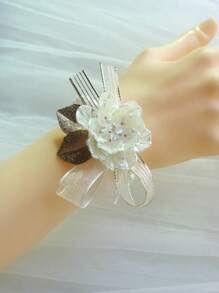 Beige Hochzeitsstrauß Handgelenksblume Für Die Braut Und Brautjungfer, Geeignet Für Die Dekoration Von Hochzeitsveranstaltungen Der Extraklasse